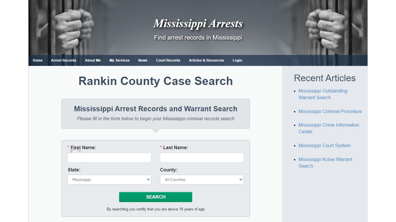 Rankin County Case Search - Mississippi Arrests
